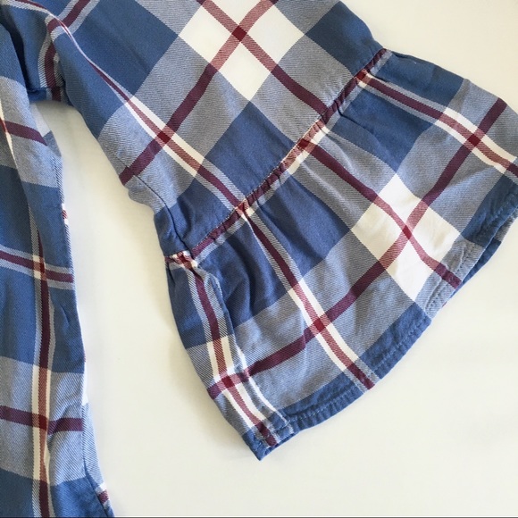 Como Blu Airy Plaid Bell Sleeve Peasant Blouse - Picture 6 of 10